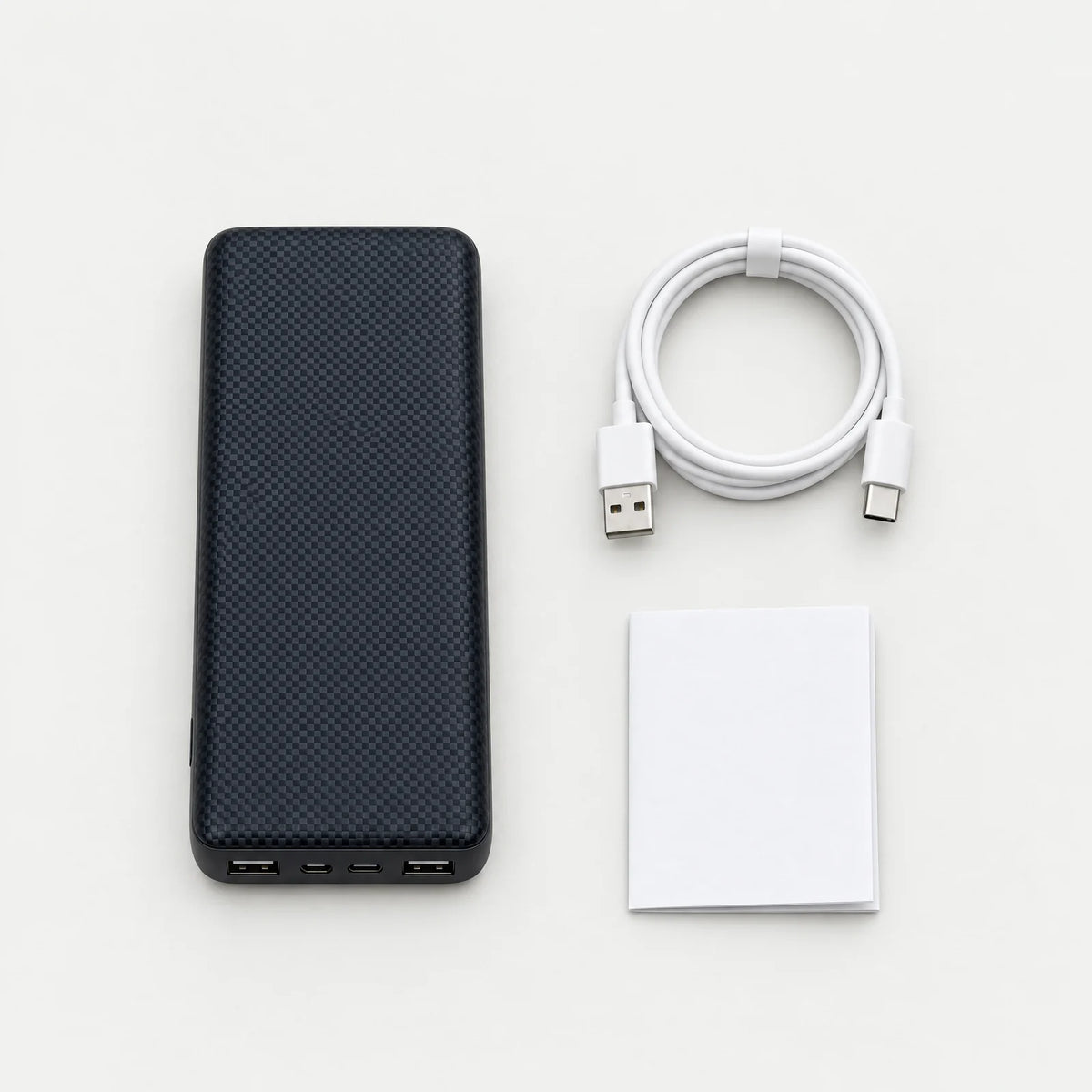 In the box: power bank, USB charging cable and user manual